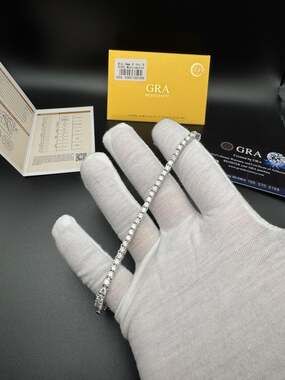 925 Sterling Silver Moissanite Tennis Bracelet 3mm 6.5" D VVS1 GRA Women's